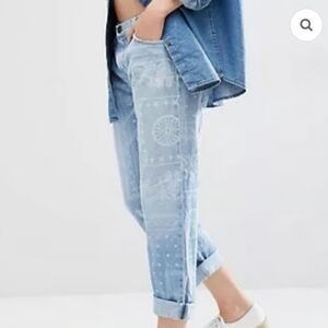 Current/Elliott Sky Blue Patterned Boyfriend Jeans